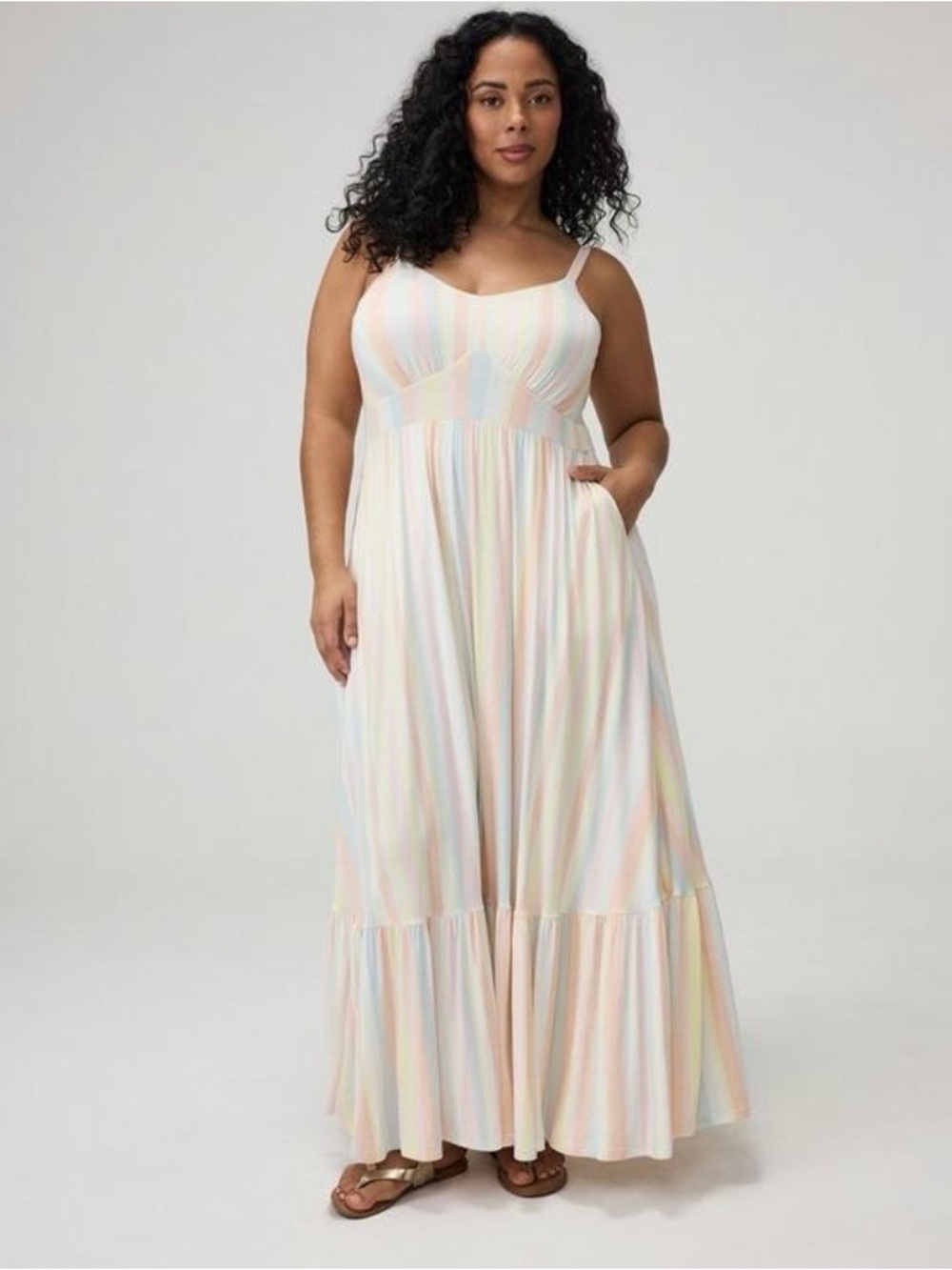 Torrid Pastel Stripe Tiered Maxi Dress - Size 0X - NWOT!